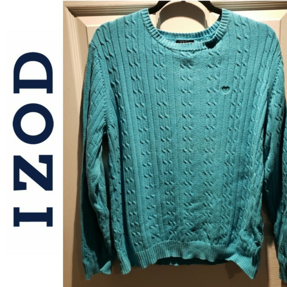 IZOD Turquoise Ribbed Crewneck Sweater Size XL